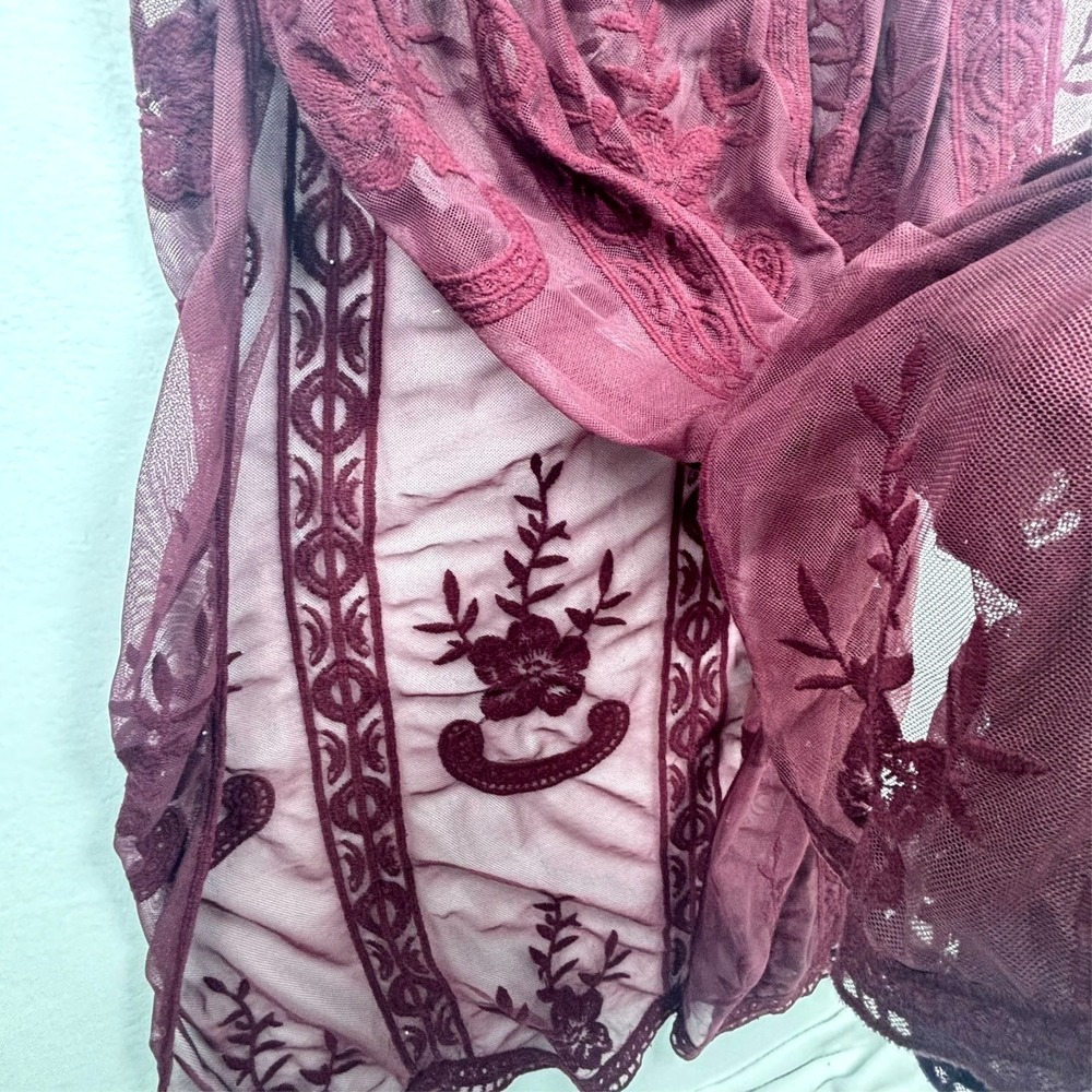 Wishlist Festival Maxi Dress Burgundy Lace Romantic Romper Vamp Whimsigoth S - Picture 7 of 8